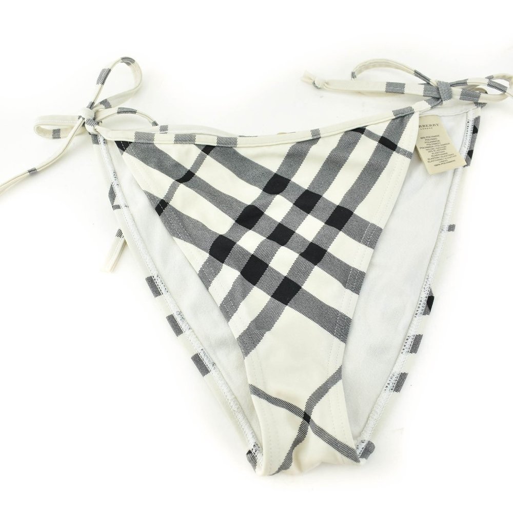BURBERRY London: White/Black "Nova Check" Bikini/Swimsuit Bottoms Sz: L